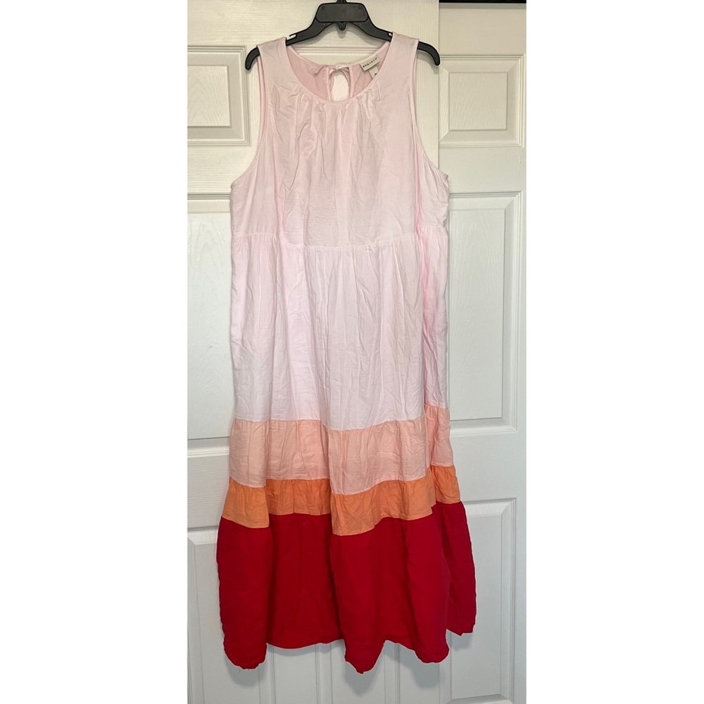 Ava & Viv color Block Maxi Dress Size 2X NWOT 🔴🟠🩷 - Picture 2 of 15